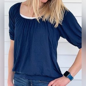 Navy Short Sleeve Top